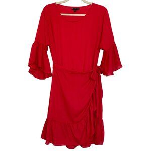 B Collection by Bobeau Astrid Red Ruffle Apron Dress Size Small Date Night Work
